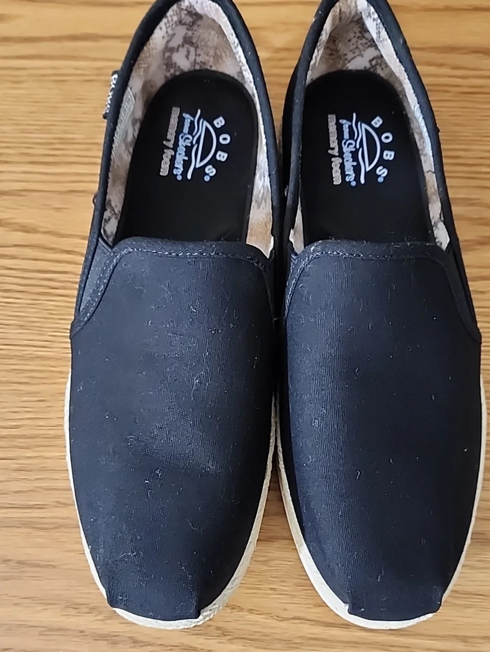 Skechers BOBS Black Slip-On Canvas Loafers